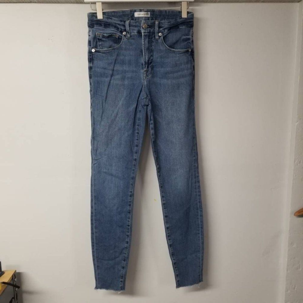 Good American Womens Good Legs Skinny Jeans Blue Stretch Medium Wash Denim 4/27